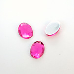 Plastic Flat Back Foiled Rauten Rose Rhinestone - Oval 14x10MM DK ROSE