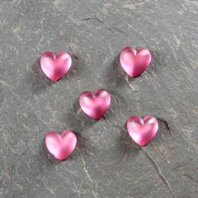 Glass Cabochon - Heart 08MM MATTE Rose Foiled