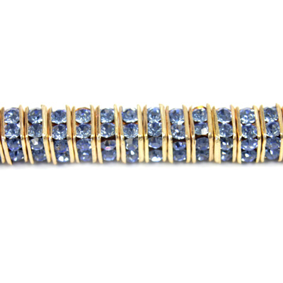 Czech Rhinestone Rondelle - Square 04.5MM LT SAPPHIRE-GOLD