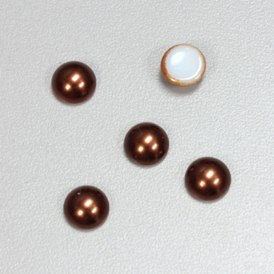 Glass Medium Dome Cabochon Pearl Spray Finish - Round 09MM DARK BROWN