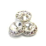 Czech Rhinestone Rondelle Shrag Rivoli Back Setting - Round 15MM outside with 10.5mm (ss47) Recess CRYSTAL-SILVER