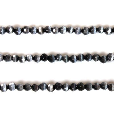 Fiber Optic Synthetic Cat's Eye Bead - Round Faceted 03MM CAT'S EYE GREY