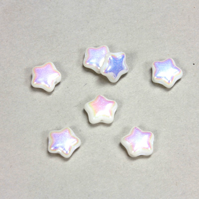 Czech Pressed Glass Bead - Star 08MM CHALKWHITE AB