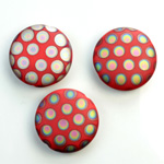 Pressed Glass Peacock Bead - Round 18MM MATTE RED