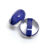 Plastic Bead - Color Lined Smooth Flat Round 22MM CRYSTAL BLUE LINE