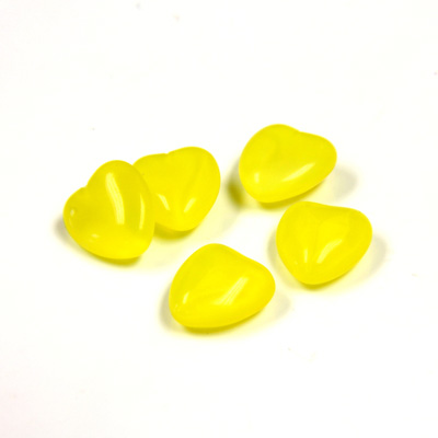 Glass Point Back Buff Top Stone Opaque Doublet - Heart 09x8MM YELLOW MOONSTONE