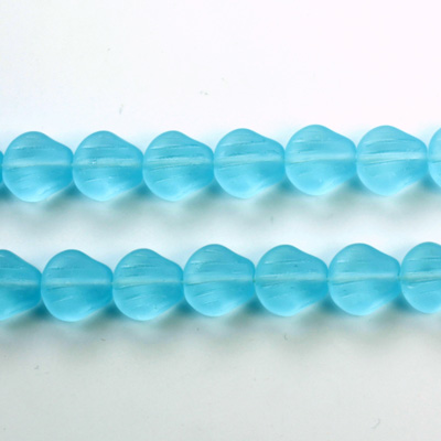 Czech Pressed Glass Engraved Bead - Fan/Shell 08MM MATTE AQUA