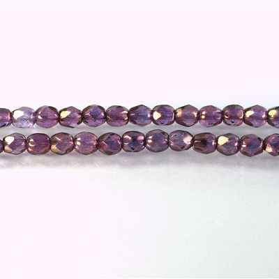 Czech Glass Fire Polish Bead - Round 04MM LUMI COATED PURPLE