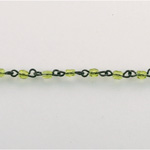 Linked Bead Chain Rosary Style with Glass Fire Polish Bead - Round 3MM OLIVINE-JET