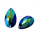 Asfour Crystal Flat Back Sew-On Stone - Pear 18x11MM JET AB