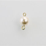 Czech Glass Pearl Bead with 2 Brass Loops - Round 08MM WHITE