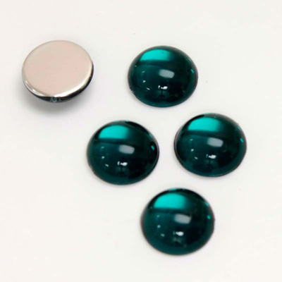 Plastic Flat Back Foiled Cabochon - Round 11MM EMERALD