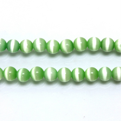 Fiber-Optic Synthetic Bead - Cat's Eye Smooth Round 05MM CAT'S EYE LT GREEN