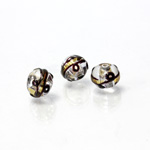 Czech Glass Lampwork Bead - Round 8MM ART DECO TOPAZ with SILVER FOIL