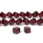 Czech Pressed Glass Bead - Cube with Diagonal Hole 08MM GARNET