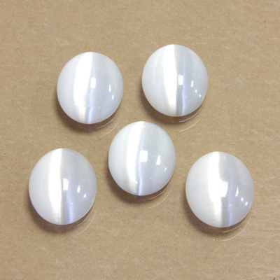 Fiber-Optic Cabochon - Oval 12x10MM CAT'S EYE WHITE