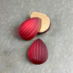 Glass Cabochon Ribbed Foiled - Pear 18x13MM MATTE RUBY