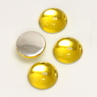 Plastic Flat Back Foiled Cabochon - Round 13MM JONQUIL