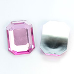 Plastic Flat Back Foiled Rose Cut Rhinestone - Cushion Octagon 25x18MM ROSE