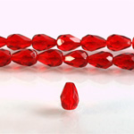 Czech Glass Fire Polish Bead - Pear 10x7MM RUBY