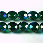 Czech Glass Fire Polish Bead - Round 12MM DK EMERALD AB