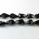 Chinese Cut Crystal Bead - Pear 13x9MM JET