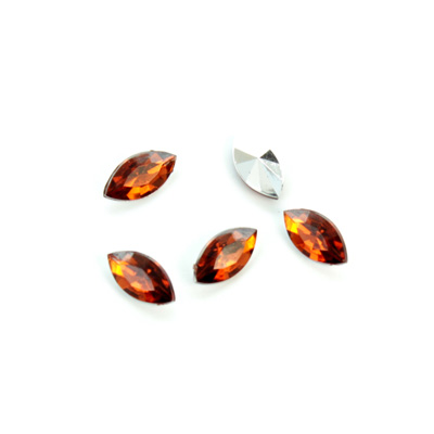 Plastic Point Back Foiled Stone - Navette 10x5MM SMOKE TOPAZ