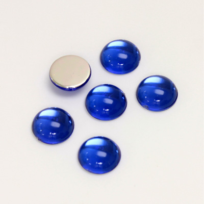 Plastic Flat Back Foiled Cabochon - Round 09MM SAPPHIRE