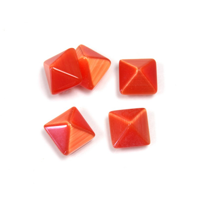 Fiber-Optic Cabochon - Pyramid Top 08x8MM CAT'S EYE ORANGE