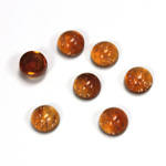 Glass Medium Dome Lampwork Cabochon - Round 07MM GOLD FLECK TOPAZ (05051)