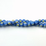 Glass Millefiori Bead - Round 04MM LT BLUE WHITE YELLOW (26)