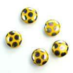 Pressed Glass Peacock Bead - Round 11MM SHINY YELLOW
