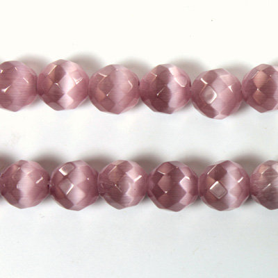 Fiber Optic Synthetic Cat's Eye Bead - Round Faceted 08MM CAT'S EYE LT PURPLE