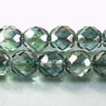 Czech Glass Fire Polish Bead - Round 12MM DK GREEN-GREEN 91003