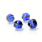 Czech Glass Lampwork Bead - Round 10MM COPPER WRAP COBALT