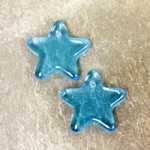 German Pressed Glass Pendant - Smooth Star 15MM AQUA