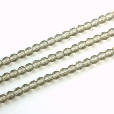 Czech Pressed Glass Bead - Smooth Round 04MM BLACK DIAMOND