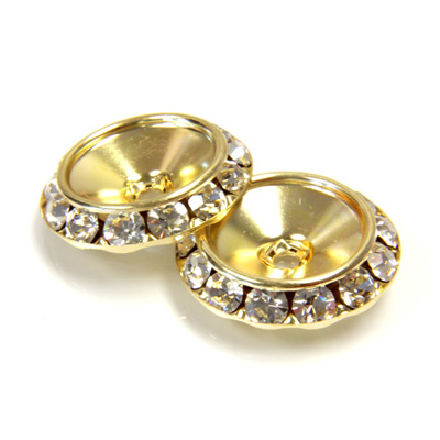 Czech Rhinestone Rondelle Shrag Rivoli Back Setting - Round 20MM outside with 14mm Recess CRYSTAL-RAW