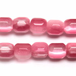 Fiber Optic Synthetic Cat's Eye Bead -  Faceted Barrel 10x8MM CAT'S EYE LT PINK