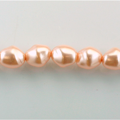 Czech Glass Pearl Bead - Baroque Twisted 13x11MM LT ROSE 70424