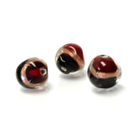 Glass Lampwork Bead - Irregular 10MM BLACK RED with GOLDSTONE