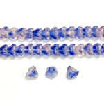 Czech Pressed Glass Bead - Tulip 05x6MM 2-TONE ROSE-SAPPHIRE