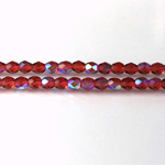 Czech Glass Fire Polish Bead - Round 04MM DK ROSE AB