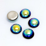 Glass Medium Dome Foiled Cabochon - Round 11MM AMETHYST AB