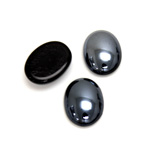 Glass Medium Dome Cabochon - Coated Oval 16x12MM HEMATITE