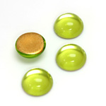 Glass Medium Dome Foiled Cabochon - Round 13MM OLIVINE