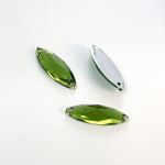 Plastic Flat Back 2-Hole Foiled Sew-On Stone - Navette 20x7MM OLIVINE