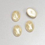Glass Cabochon Baroque Top Pearl Dipped - Oval 14x10MM CREME