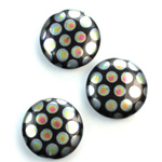 Pressed Glass Peacock Bead - Round 18MM SHINY JET