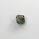 Metalized Plastic Bead - Ribbed Bicone 09x8MM ANT SILVER